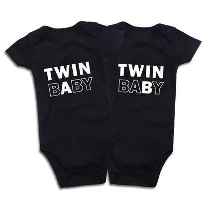 Twins Baby Bodysuits Boys Girls Rompers 2 Pack