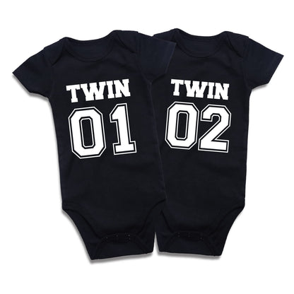 Twins Baby Bodysuits Boys Girls Rompers 2 Pack