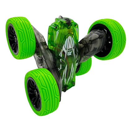 Threeking RC Stunt Cars Remote Control Car Double-Sided Driving 360-degree Flips Rotating Car Toy, Green