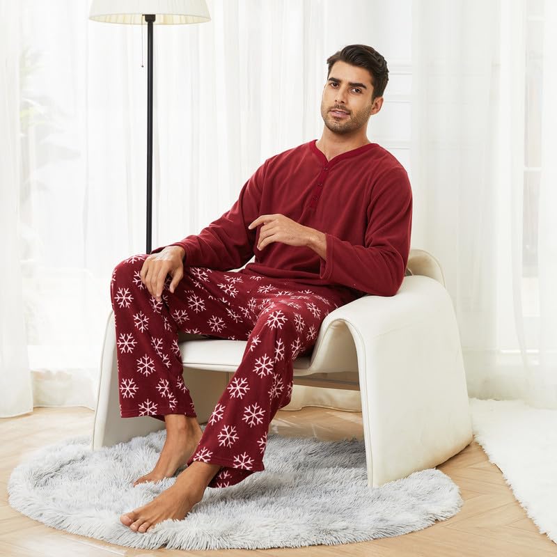 Couple Pajama Sets, Plaid Pajama Set for Men and Women Soft Warm Pjs Set