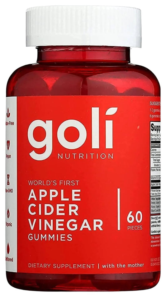 Goli Nutrition World's First Apple Cider Vinegar Gummies 60 Count,