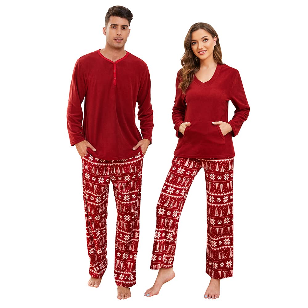 Couple Pajama Sets, Plaid Pajama Set for Men and Women Soft Warm Pjs Set