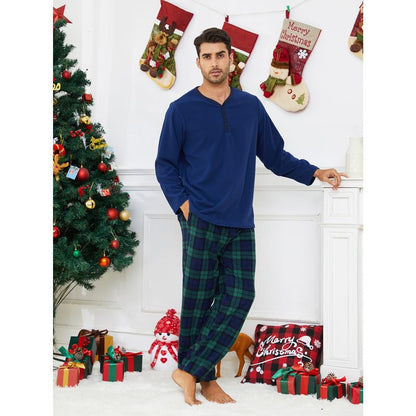 Couple Pajama Sets, Plaid Pajama Set for Men and Women Soft Warm Pjs Set