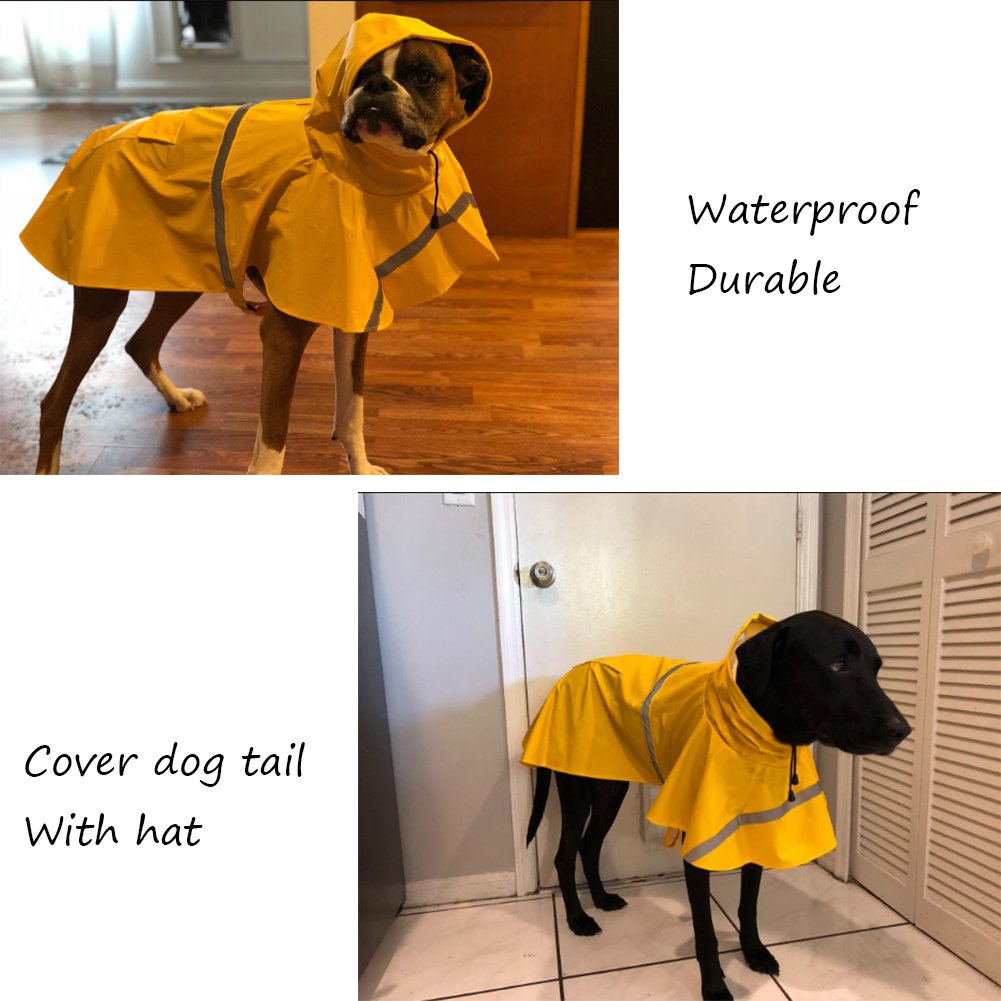 Dog Raincoat Adjustable - Pet Dinosaurs Water Proof Clothes Lightweight Rain Jacket Poncho Hoodies with Strip Reflective Blue