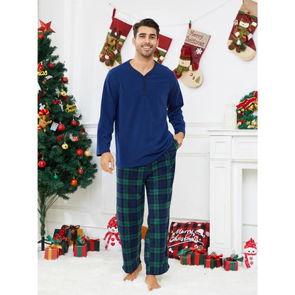 Couple Pajama Sets, Plaid Pajama Set for Men and Women Soft Warm Pjs Set