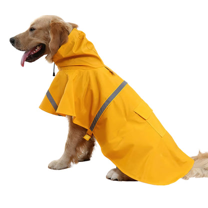 Dog Raincoat Adjustable - Pet Dinosaurs Water Proof Clothes Lightweight Rain Jacket Poncho Hoodies with Strip Reflective Blue