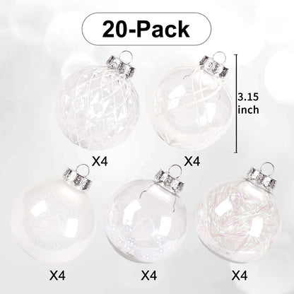 Clear Plastic Christmas Ball Ornaments, 30ct 2.36 Inch Champagne Balls for Tree Decoration - Shatterproof for Holiday Wedding Party Gifts