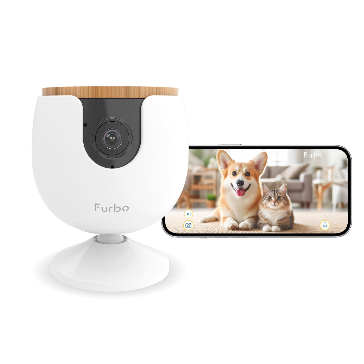 Furbo 360° Dog Camera + Nanny Bundle: Home Security & Dog Safety Alerts, Rotating Pet Treat Dispenser Camera with Speaker, Smart Home Indoor Cam w Phone App (Additional Subscription Required at Setup)