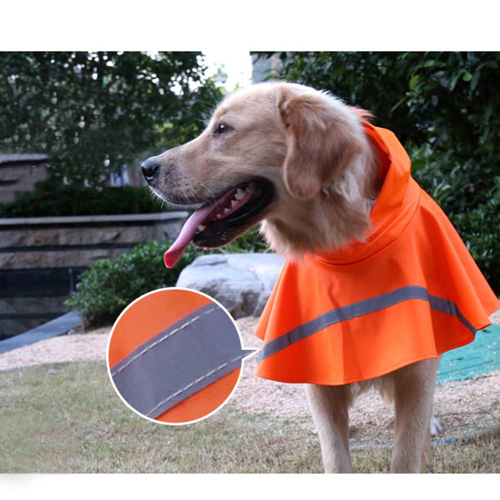 Dog Raincoat Adjustable - Pet Dinosaurs Water Proof Clothes Lightweight Rain Jacket Poncho Hoodies with Strip Reflective Blue