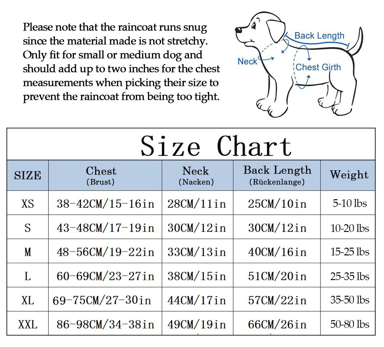 Dog Zip Up Dog Raincoat with Reflective, Rain/Water Resistant, Adjustable Drawstring, Removable Hood, Dog Raincoats with Legs 8lbs to 80lbs Available - Red - Small