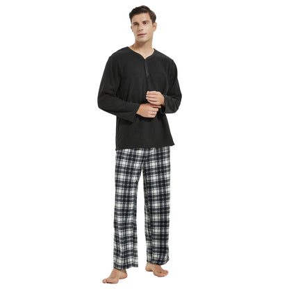 Couple Pajama Sets, Plaid Pajama Set for Men and Women Soft Warm Pjs Set