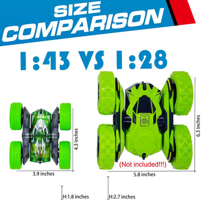 Threeking RC Stunt Cars Remote Control Car Double-Sided Driving 360-degree Flips Rotating Car Toy, Green