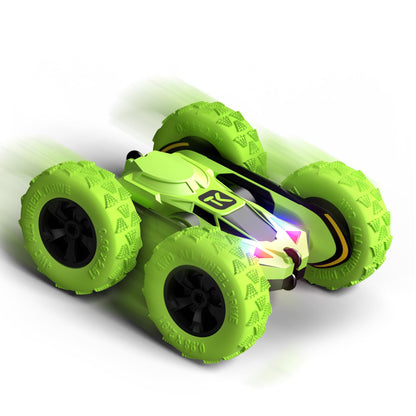 Threeking RC Stunt Cars Remote Control Car Double-Sided Driving 360-degree Flips Rotating Car Toy, Green