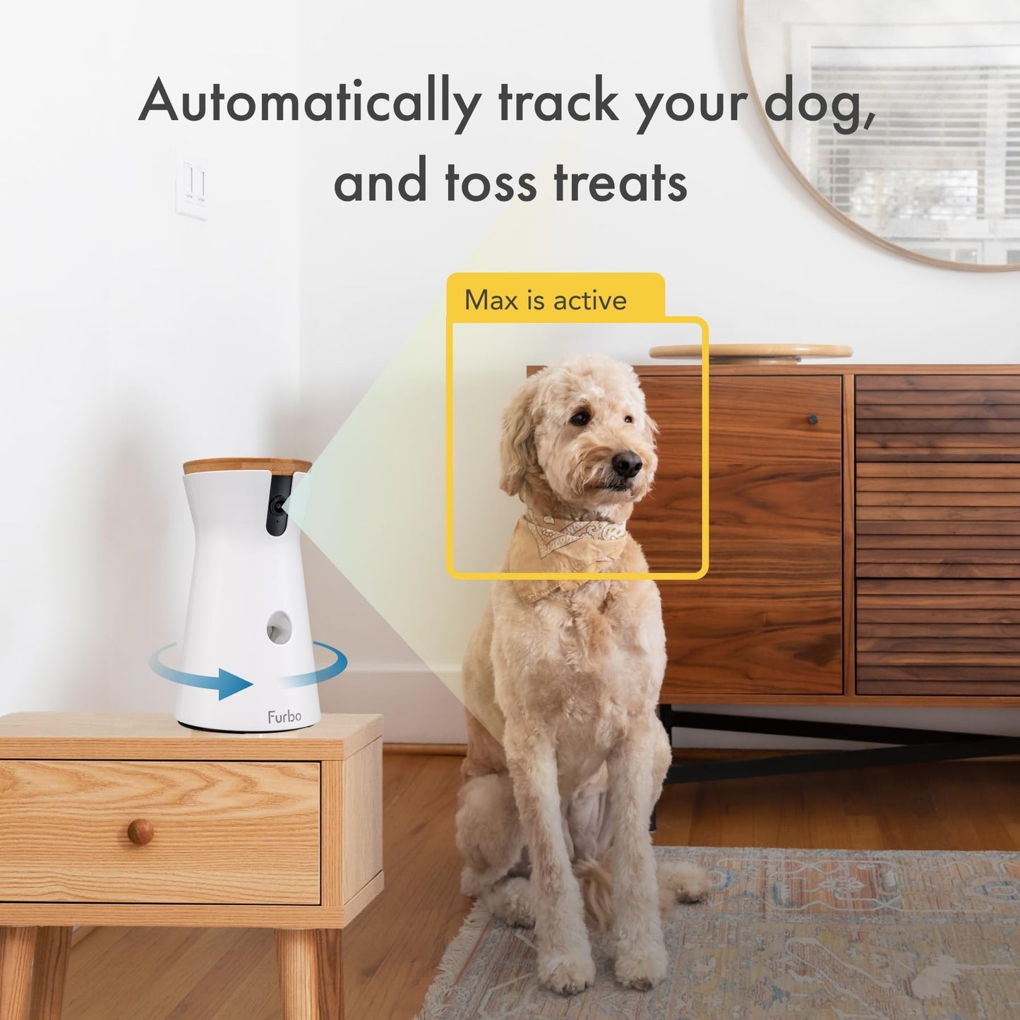 Furbo 360° Dog Camera + Nanny Bundle: Home Security & Dog Safety Alerts, Rotating Pet Treat Dispenser Camera with Speaker, Smart Home Indoor Cam w Phone App (Additional Subscription Required at Setup)