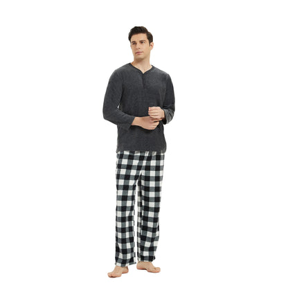 Couple Pajama Sets, Plaid Pajama Set for Men and Women Soft Warm Pjs Set