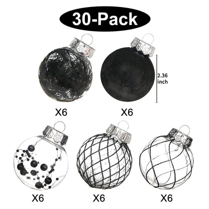 Clear Plastic Christmas Ball Ornaments, 30ct 2.36 Inch Champagne Balls for Tree Decoration - Shatterproof for Holiday Wedding Party Gifts