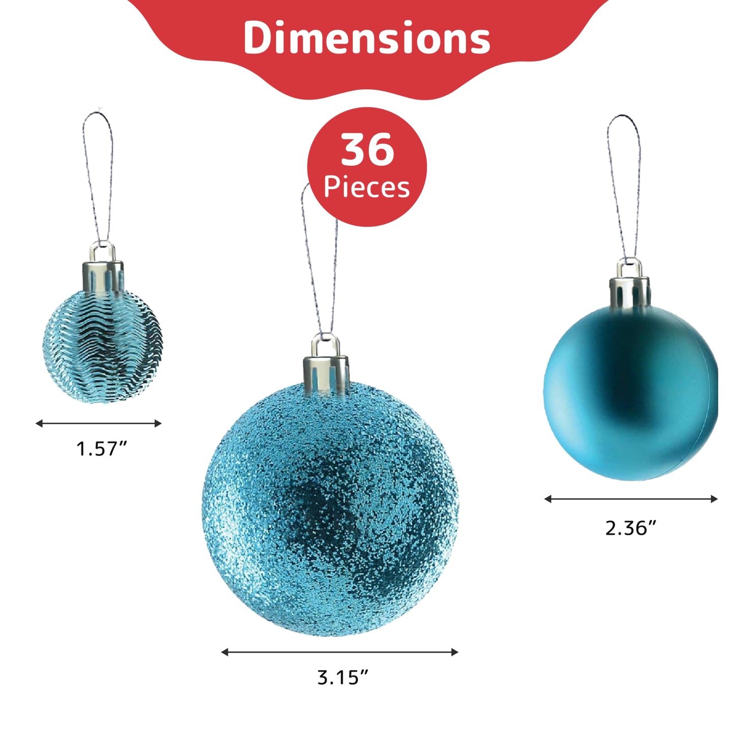 PREXTEX Christmas Ball Tree Ornaments - Gold Ornaments for Christmas Tree - Gold Christmas Ornaments for Holiday, Wreath and Party Decorations (36 pcs - Small, Medium, Large) Shatterproof