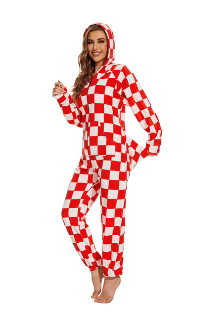 XMAS Women's & Men's Hooded Fleece Onesies One-Piece Pajamas