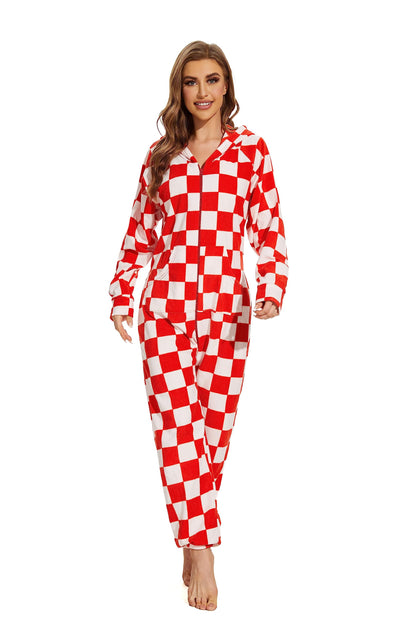 XMAS Women's & Men's Hooded Fleece Onesies One-Piece Pajamas