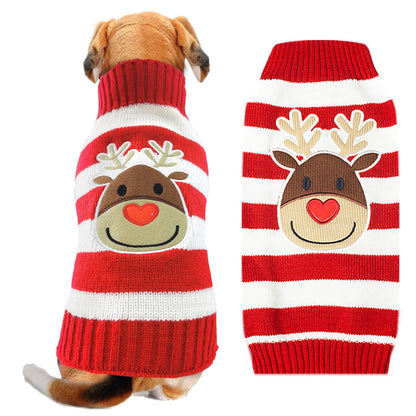 Dog Christmas Sweater Xmas Pet Clothes Cute Gray Reindeer Holiday Puppy Cat Costume New Year Gifts for Small Medium Large Dogs Jumpers (S, Gray Reindeer)