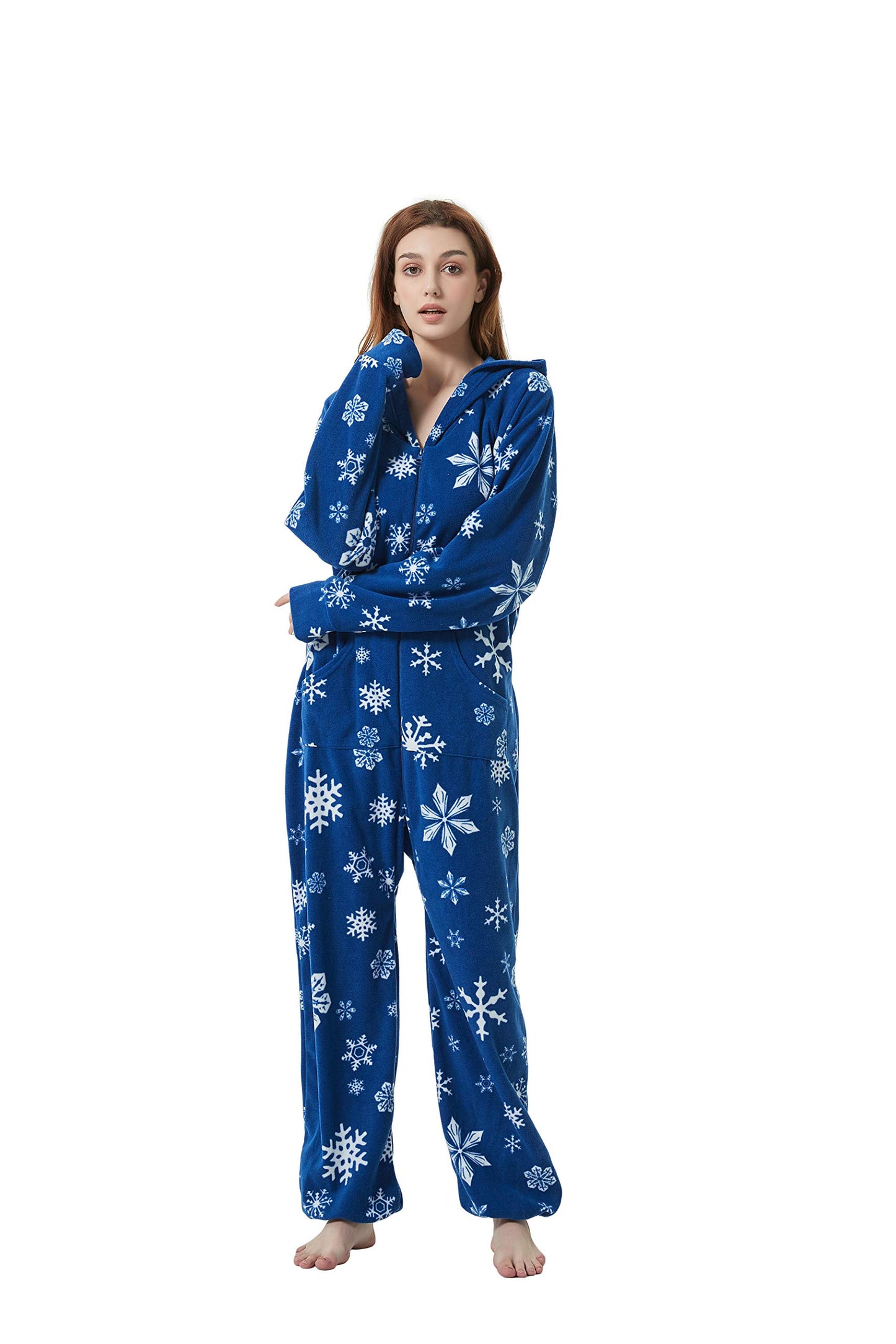 XMAS Women's & Men's Hooded Fleece Onesies One-Piece Pajamas