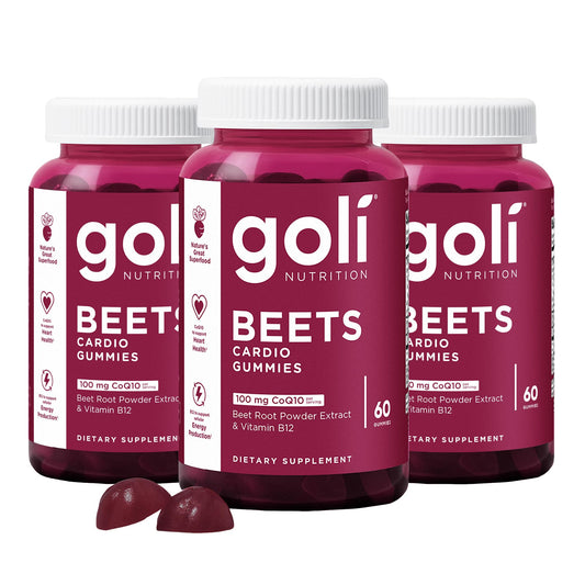 Goli Nutritional Supplement, Beets Cardio Gummy, 180 Count(3 Pack of 60), 100mg CoQ10 & Beet Root Extract - Gluten-Free, Vegan, Non-GMO, and Gelatin-Free. Nature's Great Superfood