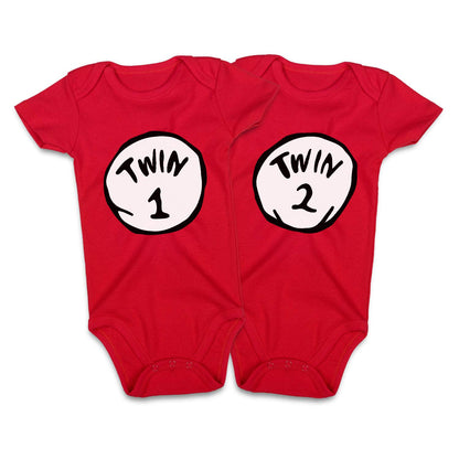 Twins Baby Bodysuits Boys Girls Rompers 2 Pack