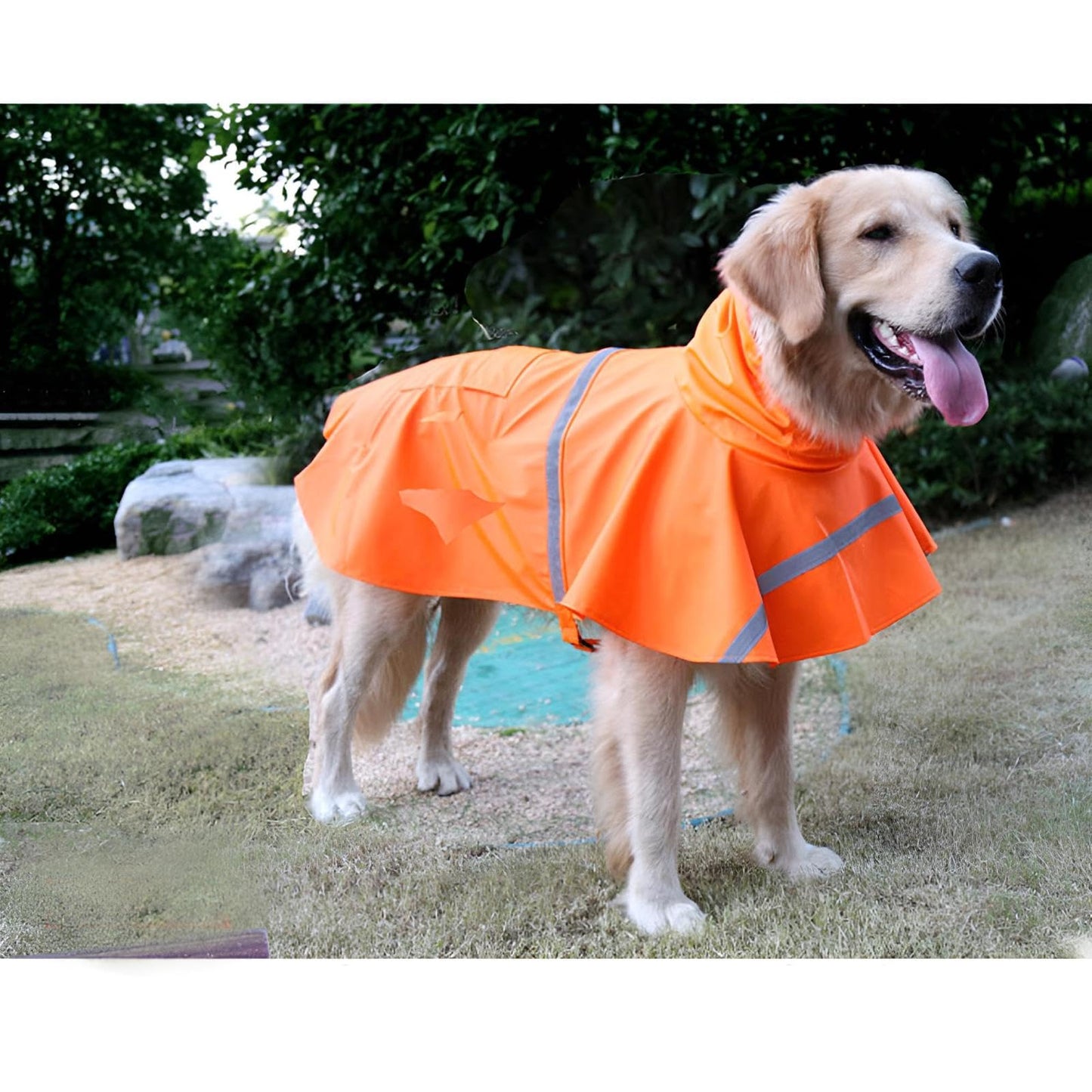 Dog Raincoat Adjustable - Pet Dinosaurs Water Proof Clothes Lightweight Rain Jacket Poncho Hoodies with Strip Reflective Blue