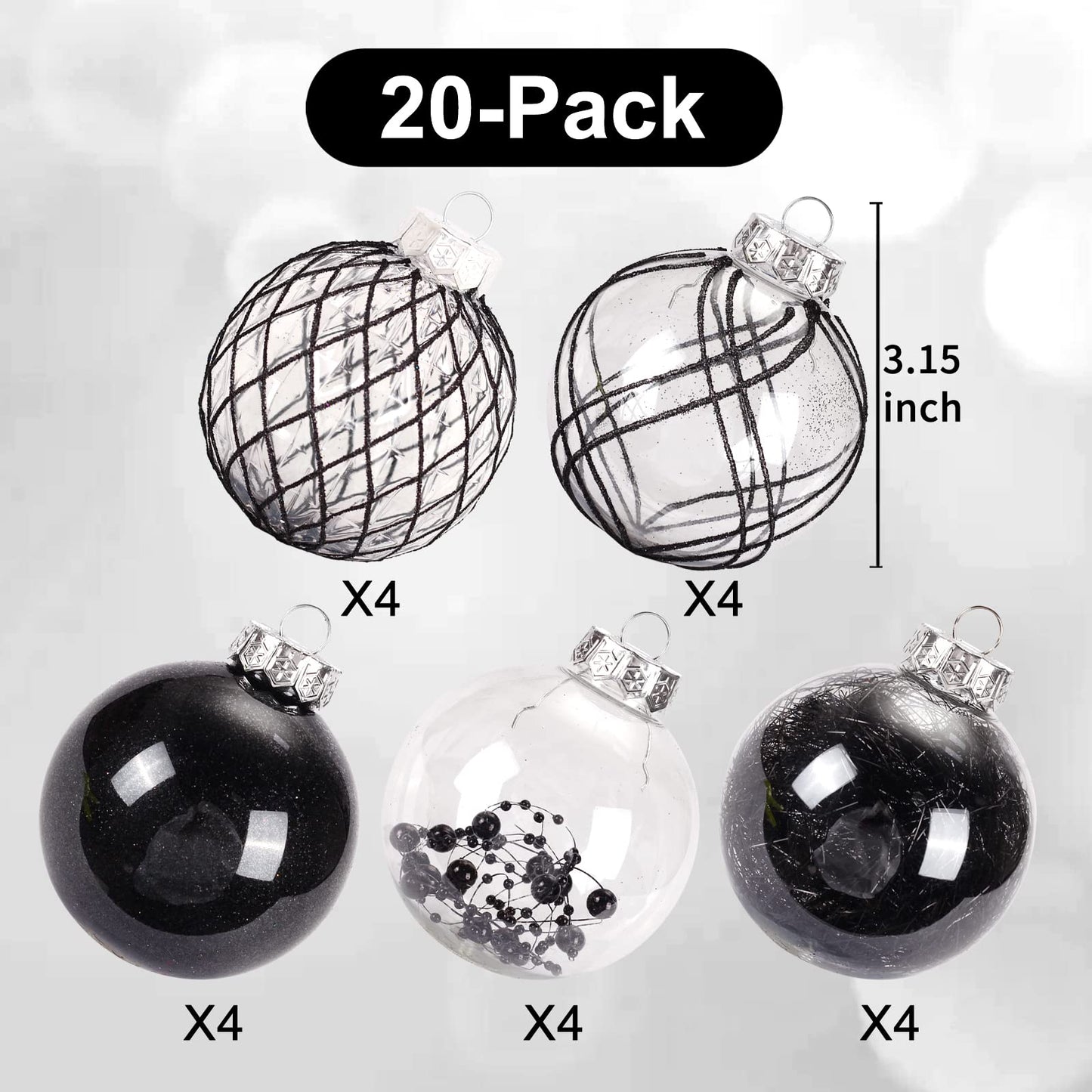 Clear Plastic Christmas Ball Ornaments, 30ct 2.36 Inch Champagne Balls for Tree Decoration - Shatterproof for Holiday Wedding Party Gifts