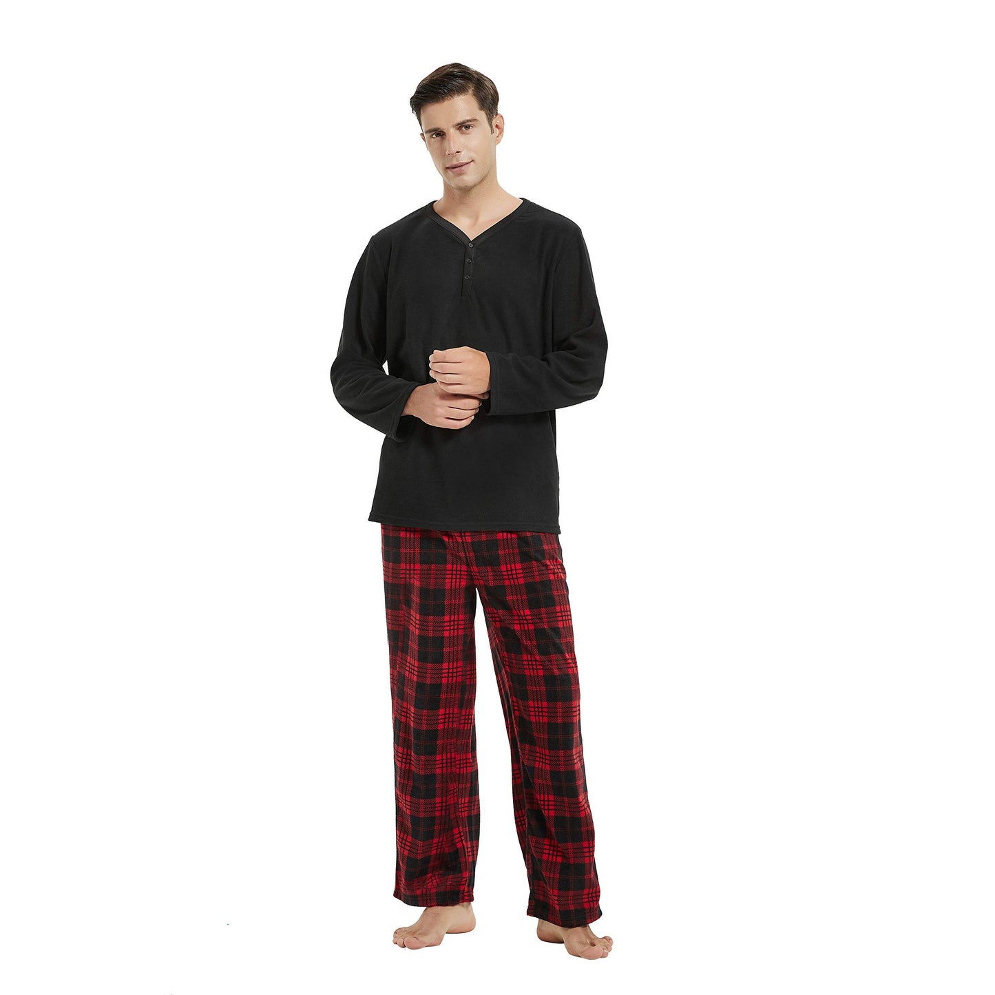 Couple Pajama Sets, Plaid Pajama Set for Men and Women Soft Warm Pjs Set