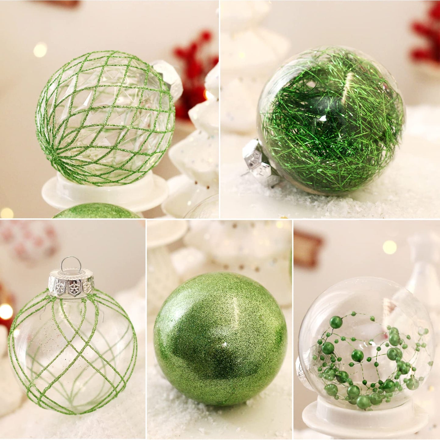 Clear Plastic Christmas Ball Ornaments, 30ct 2.36 Inch Champagne Balls for Tree Decoration - Shatterproof for Holiday Wedding Party Gifts