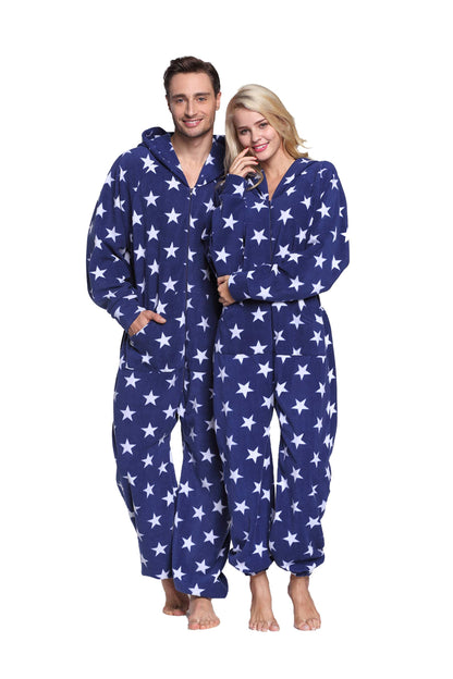 XMAS Women's & Men's Hooded Fleece Onesies One-Piece Pajamas