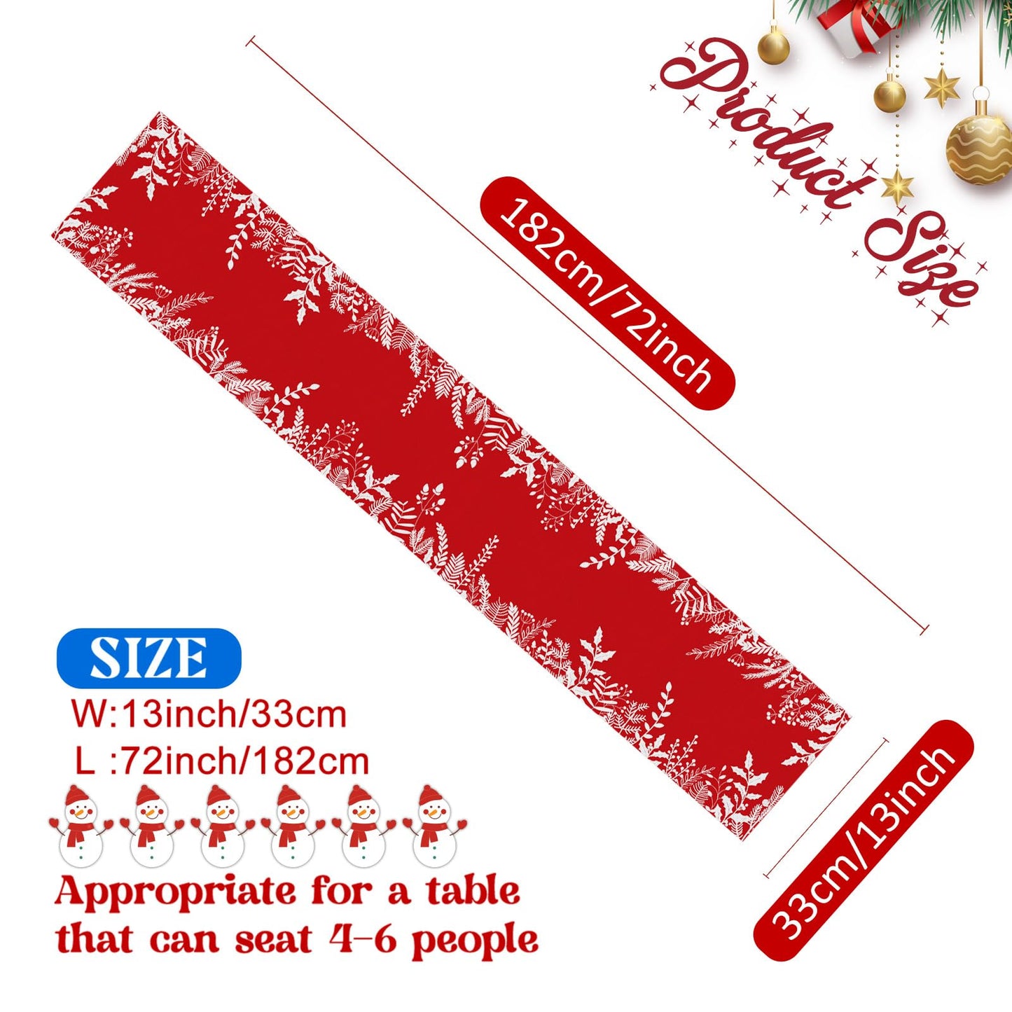 Our Warm Christmas Embroidered Table Runners Poinsettia Holly Leaf Table Linens for Christmas Decorations 15 x 70 Inch