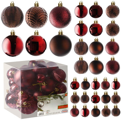 PREXTEX Christmas Ball Tree Ornaments - Gold Ornaments for Christmas Tree - Gold Christmas Ornaments for Holiday, Wreath and Party Decorations (36 pcs - Small, Medium, Large) Shatterproof