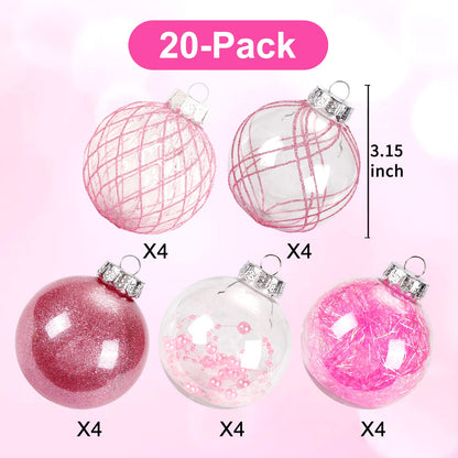 Clear Plastic Christmas Ball Ornaments, 30ct 2.36 Inch Champagne Balls for Tree Decoration - Shatterproof for Holiday Wedding Party Gifts