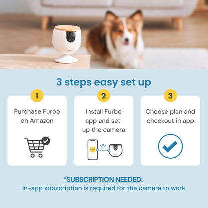 Furbo 360° Dog Camera + Nanny Bundle: Home Security & Dog Safety Alerts, Rotating Pet Treat Dispenser Camera with Speaker, Smart Home Indoor Cam w Phone App (Additional Subscription Required at Setup)