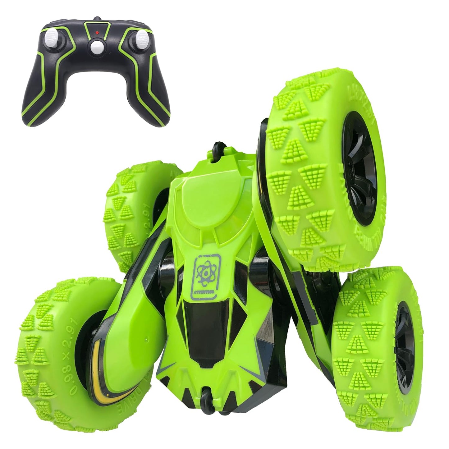 Threeking RC Stunt Cars Remote Control Car Double-Sided Driving 360-degree Flips Rotating Car Toy, Green