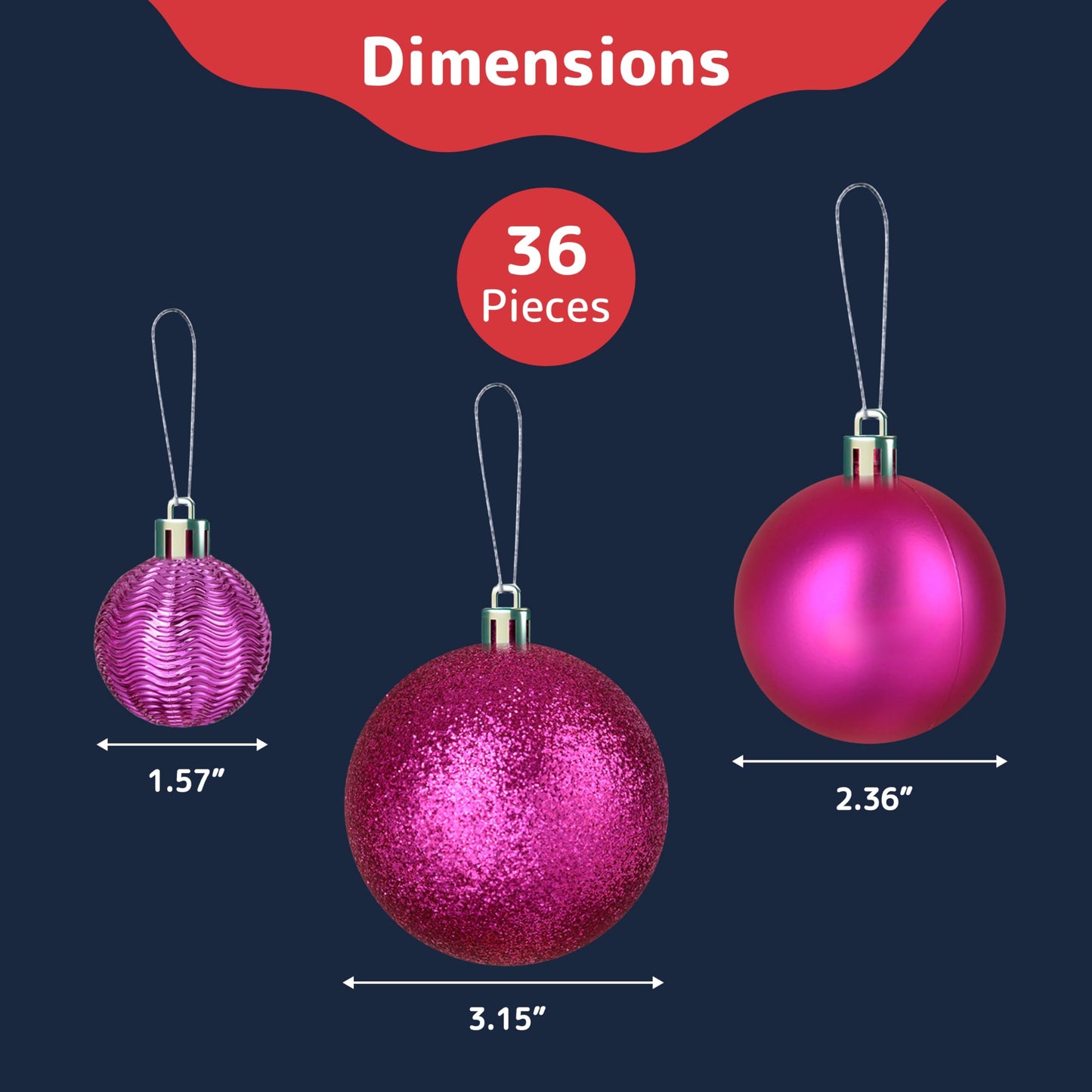 PREXTEX Christmas Ball Tree Ornaments - Gold Ornaments for Christmas Tree - Gold Christmas Ornaments for Holiday, Wreath and Party Decorations (36 pcs - Small, Medium, Large) Shatterproof