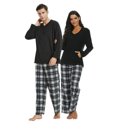 Couple Pajama Sets, Plaid Pajama Set for Men and Women Soft Warm Pjs Set