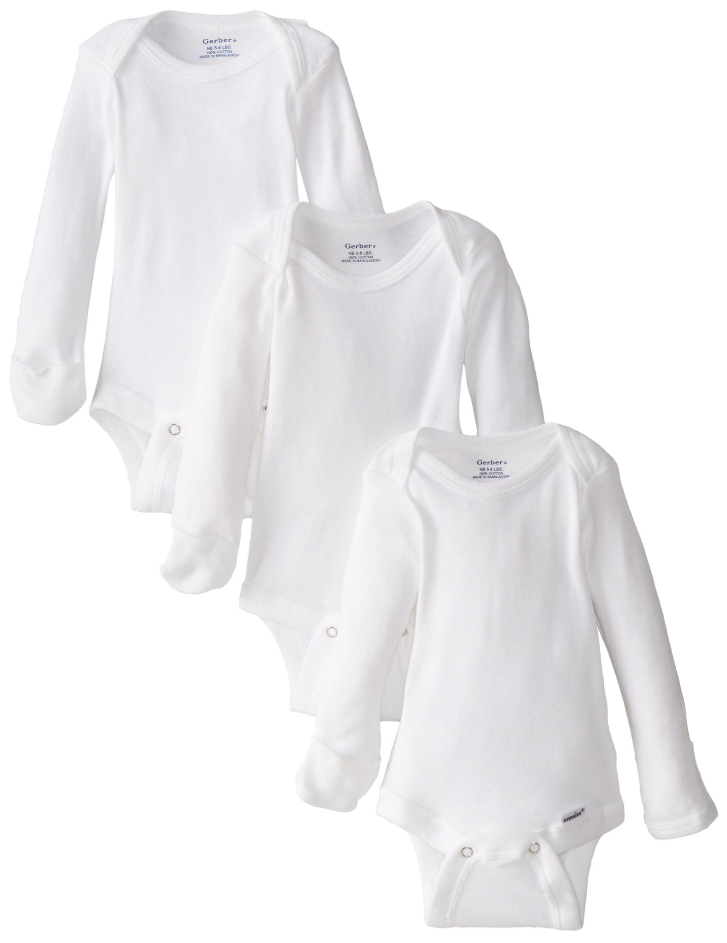 Gerber unisex-baby Multi-pack Long-sleeve Onesies Bodysuit Mitten Cuff Sizes