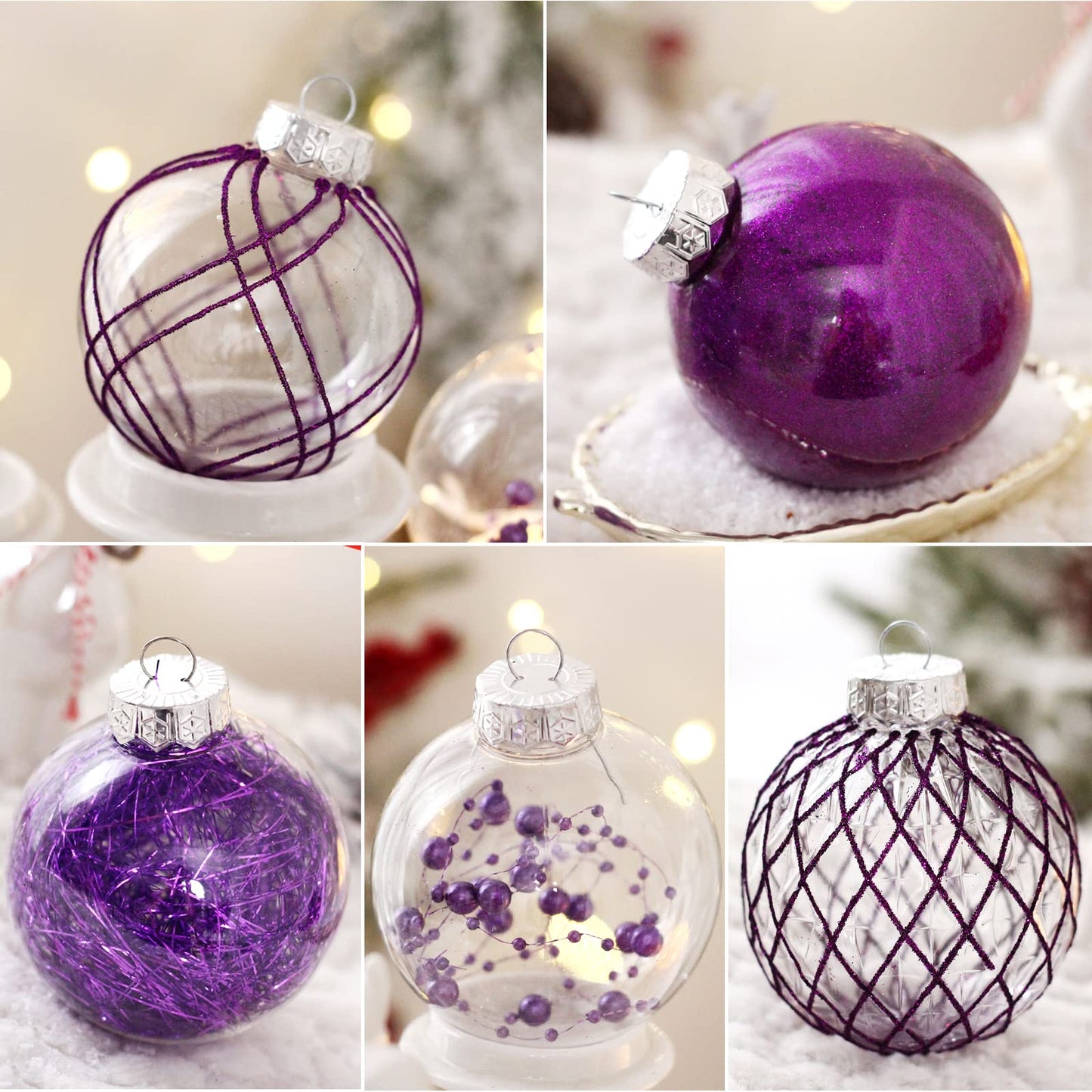 Clear Plastic Christmas Ball Ornaments, 30ct 2.36 Inch Champagne Balls for Tree Decoration - Shatterproof for Holiday Wedding Party Gifts