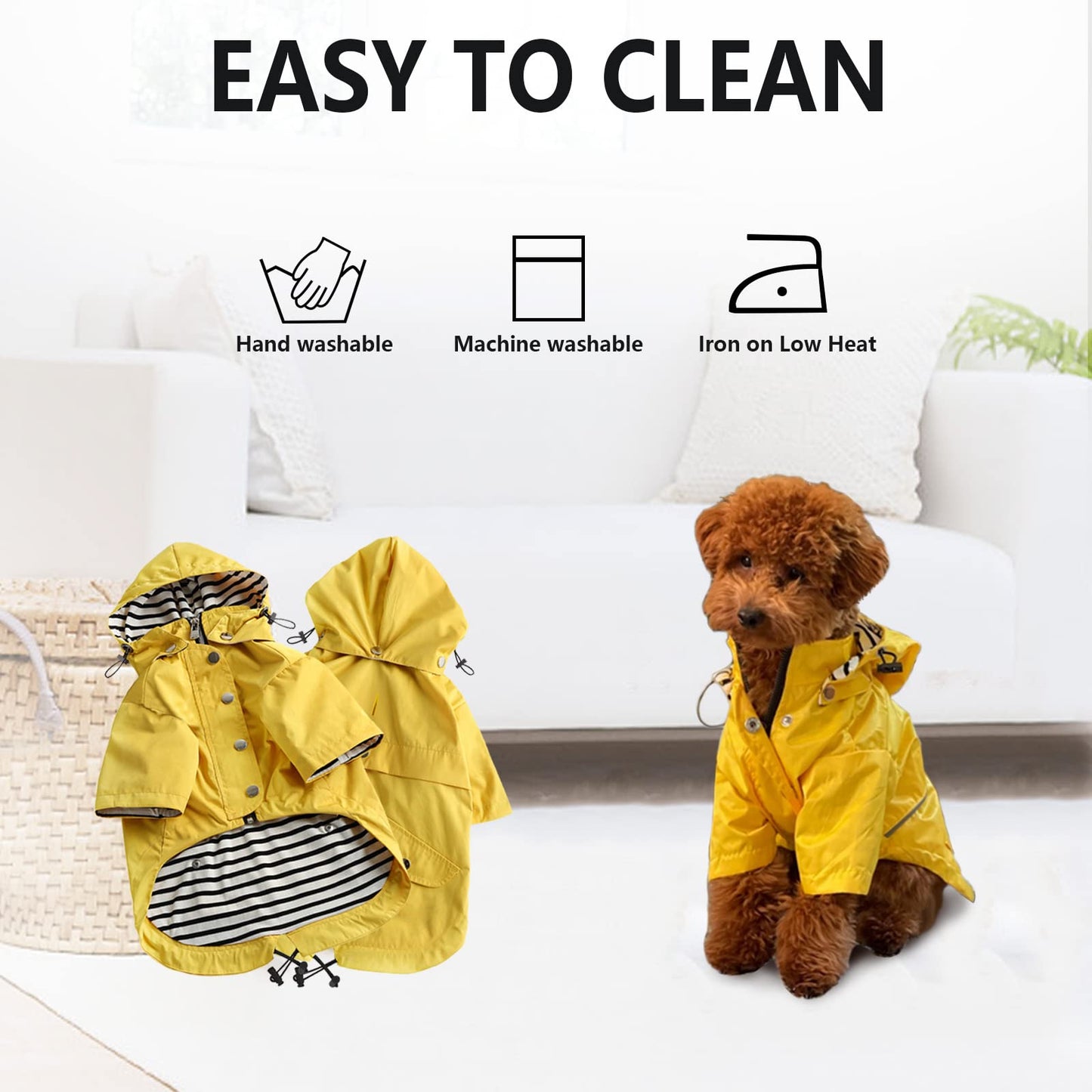 Dog Zip Up Dog Raincoat with Reflective, Rain/Water Resistant, Adjustable Drawstring, Removable Hood, Dog Raincoats with Legs 8lbs to 80lbs Available - Red - Small