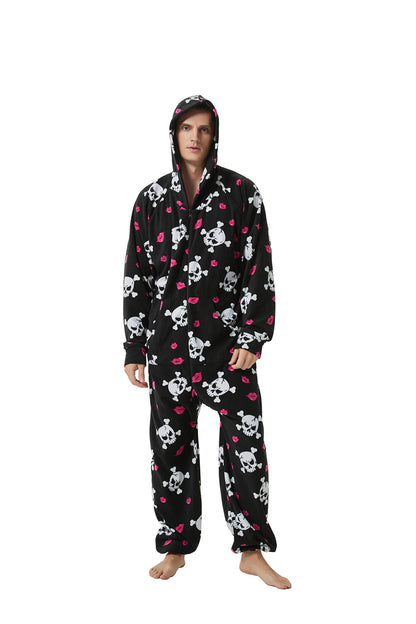 XMAS Women's & Men's Hooded Fleece Onesies One-Piece Pajamas