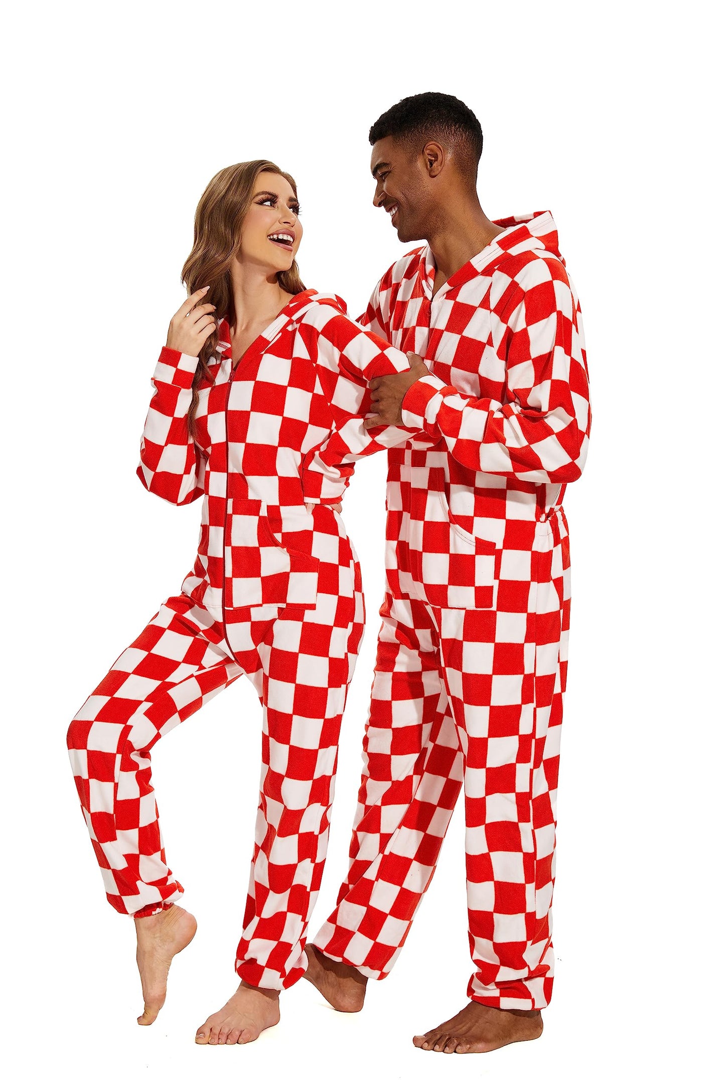 XMAS Women's & Men's Hooded Fleece Onesies One-Piece Pajamas