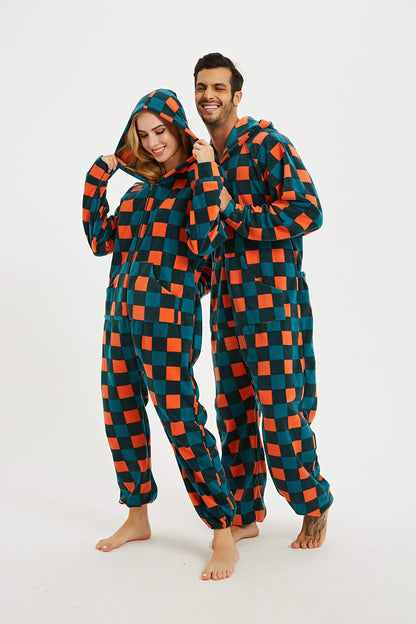 XMAS Women's & Men's Hooded Fleece Onesies One-Piece Pajamas