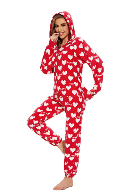 XMAS Women's & Men's Hooded Fleece Onesies One-Piece Pajamas