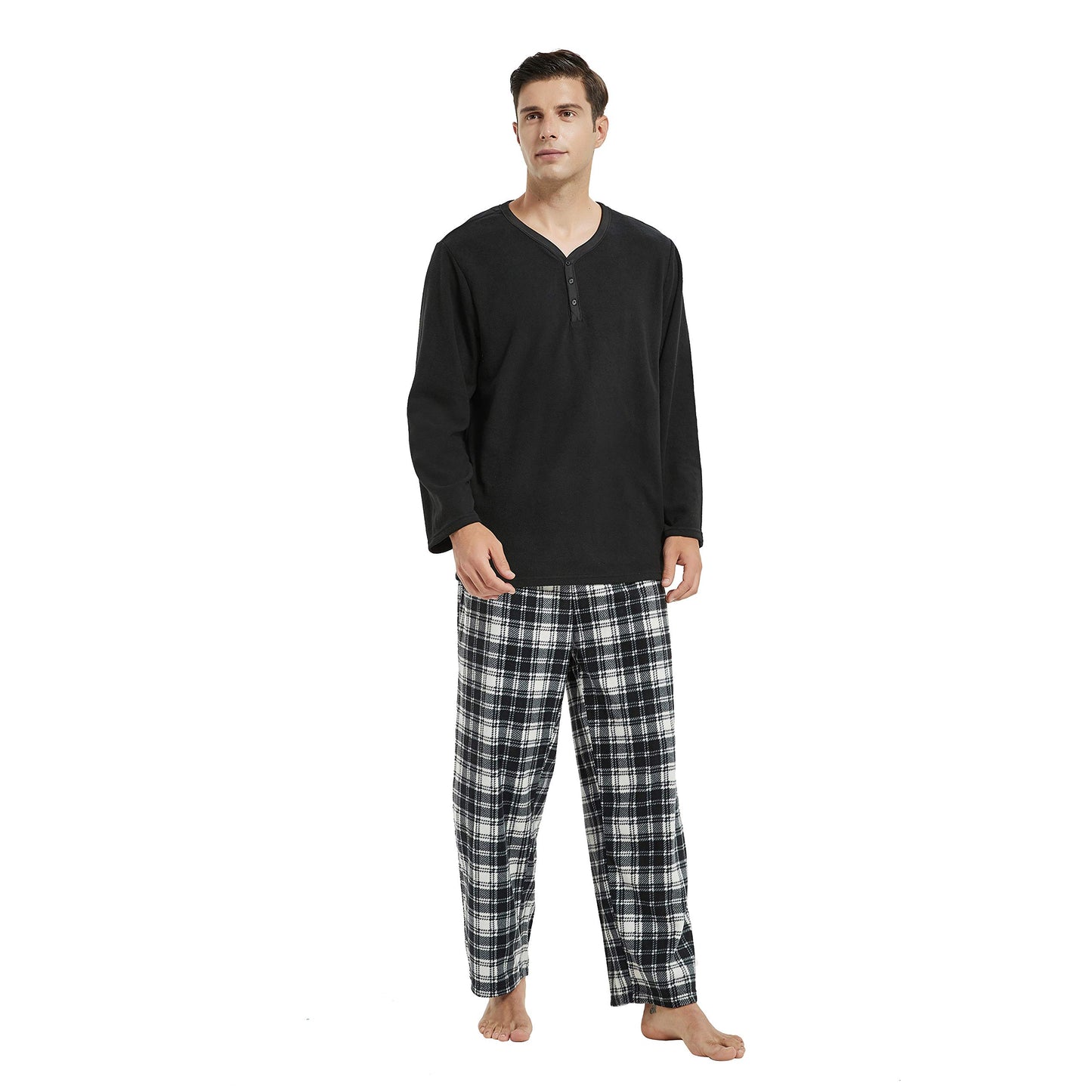 Couple Pajama Sets, Plaid Pajama Set for Men and Women Soft Warm Pjs Set