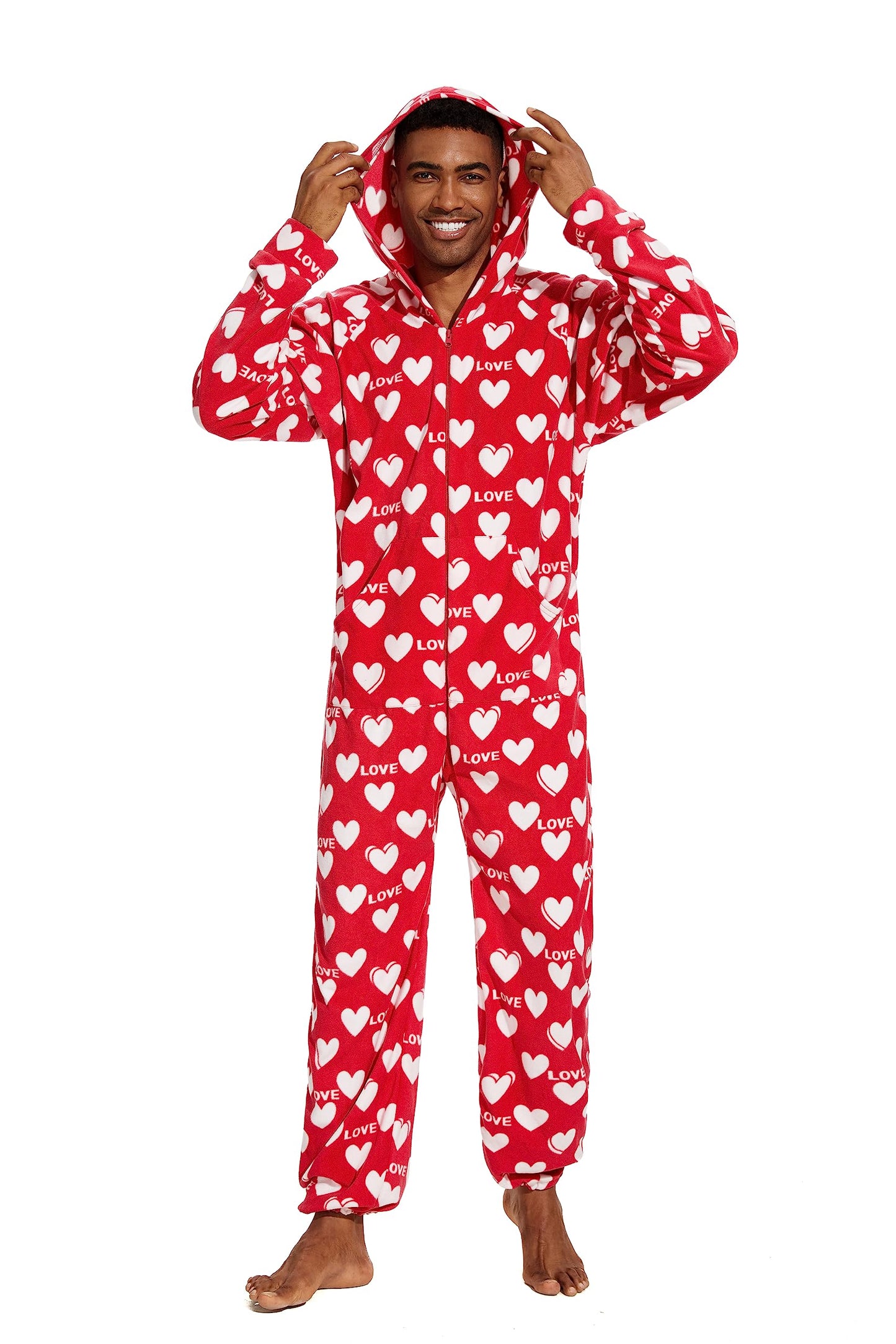 XMAS Women's & Men's Hooded Fleece Onesies One-Piece Pajamas