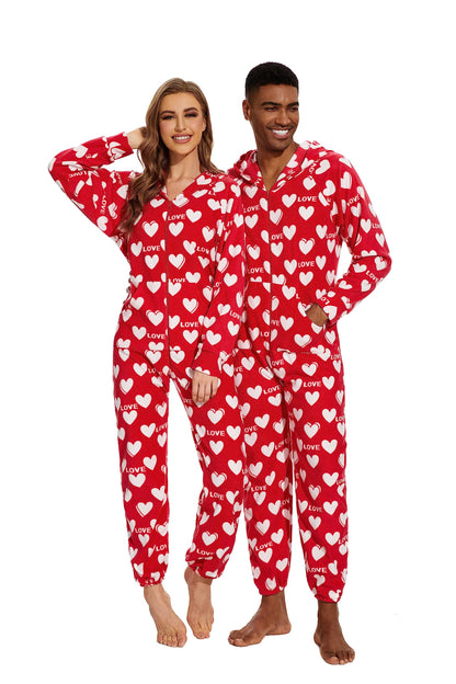 XMAS Women's & Men's Hooded Fleece Onesies One-Piece Pajamas