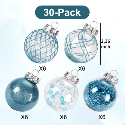 Clear Plastic Christmas Ball Ornaments, 30ct 2.36 Inch Champagne Balls for Tree Decoration - Shatterproof for Holiday Wedding Party Gifts